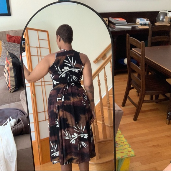 Vintage 90s Black and Brown Floral Dress - Picture 5 of 5